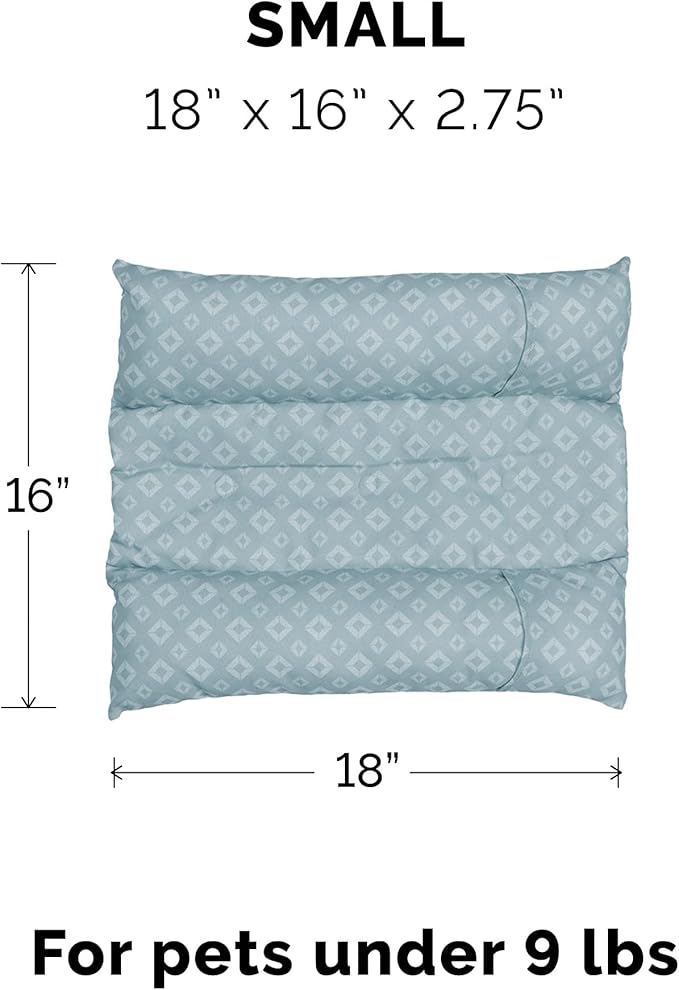 Furhaven Cat Bed for Indoor Cats, Washable w/ Removable Bolsters, For Pets Up to 9 lbs - Plush & Diamond Print Cuddle Loaf Mat - Aqua, Small