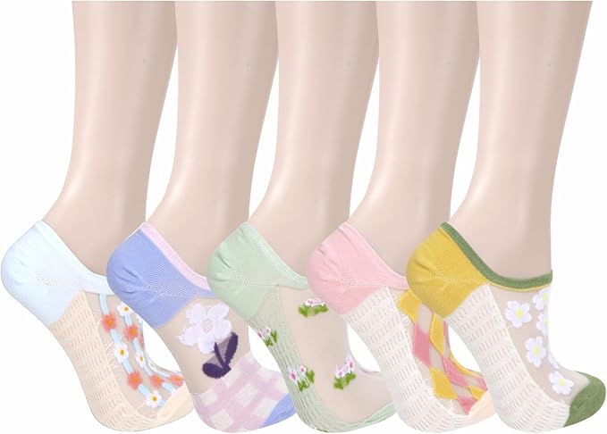Benefeet Sox Sheer No Show Socks Women Girls Cute Thin Mesh Low Cut Liner Socks for Loafers Boat Shoes