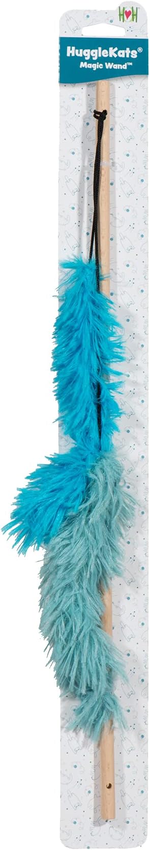 HuggleKats Magic Wand - Cat Toys for Indoor Cats, Cat Wand Feather Toy with Cat Nip, Interactive Furry Feather Stick for Kittens & Adult Cats, Fun & Exercise - Magic Wand (1 Pack)