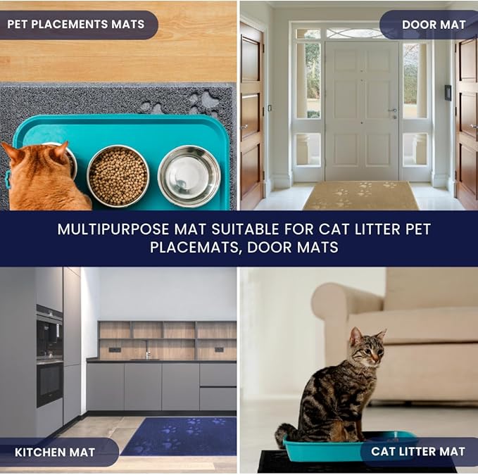 Andalus Large Cat Litter Mat, Pack of 1 - Waterproof, Non-Slip & Easy to Clean Cat Litter Box Mat for Extra Efficient Pet Litter-Trapping, Blue (30” X 18”)