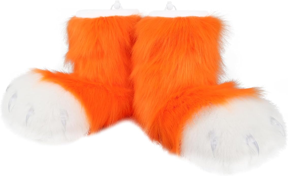 Animal Fuzzy Slippers Bear Cat Wolf Dog Fox Fursuit Feet Paw Claw Shoes Furry Boots Costume Accessories for Adult Kids