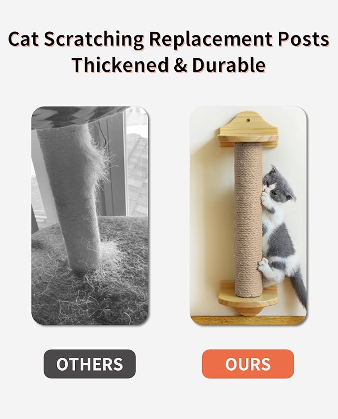 BNOSDM 2 Pcs M8 Cat Scratching Post Replacement Poles 11.8 x 2.75 in Cat Tree Tower Scratch Ropes Refill Sisal Pole Part for Refurbishment Hemp Grey