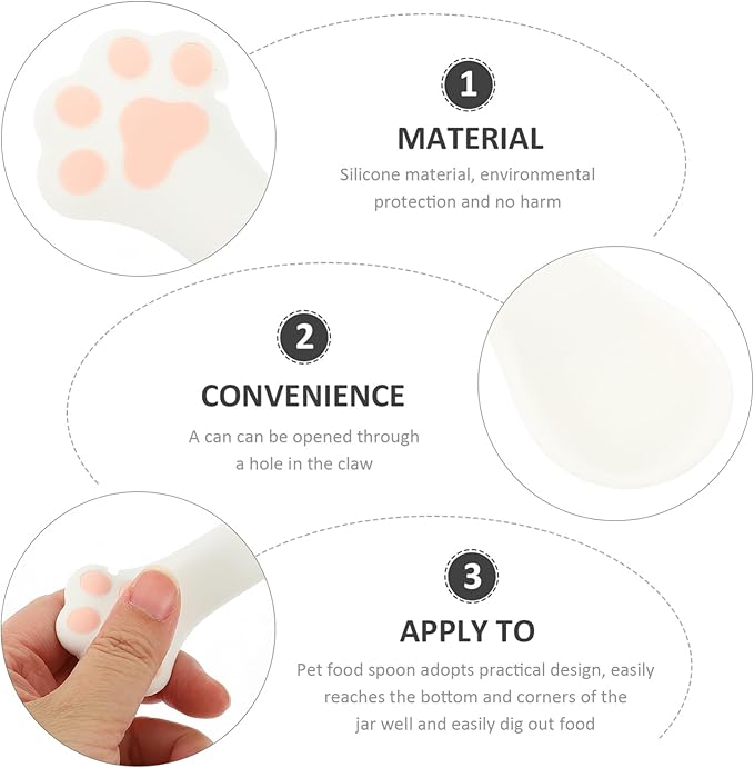 Mipcase Cat Food Mixing Spoon Silicone Dog Cat Food Spoon Cat Paw Design Multi- Functional Pet Food Can Spoon Manual Can Opener Dog Wet Food Spoon Cat Feeding Scoop Cat Canned Food Lid