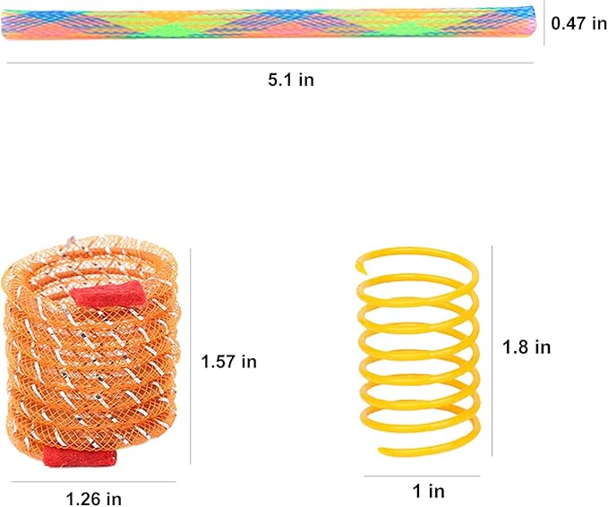 42 Pieces Cat Spring Toys Set, Colorful Cat Spring Toy and Cat Tube Toy Interactive Cat Toy for Indoor Cats, Playful Flexible Cat Plastic Coil Spiral for Kittens to Swat, Bite, Hunt(Random Color)