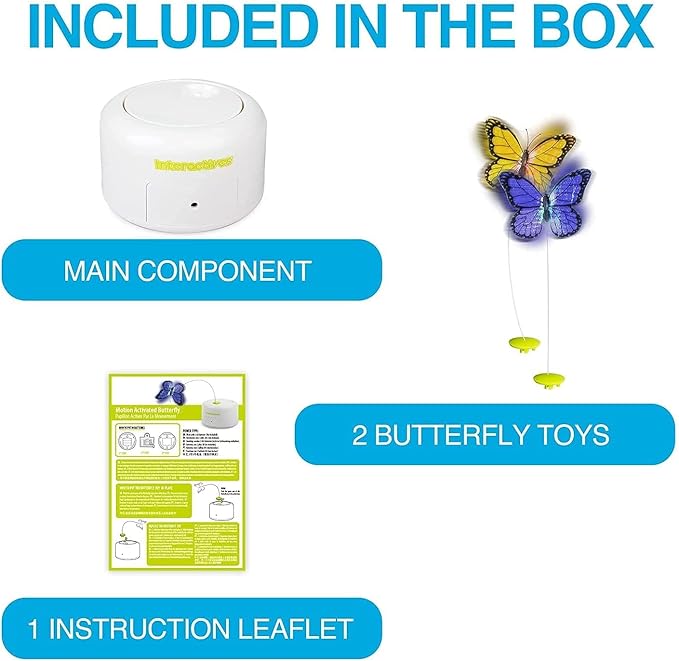 ALL FOR PAWS Motion Activate Cat Toys Interactive Flutter Butterfly Kitten Enrichment Toy with One Replacement for Indoor Cats