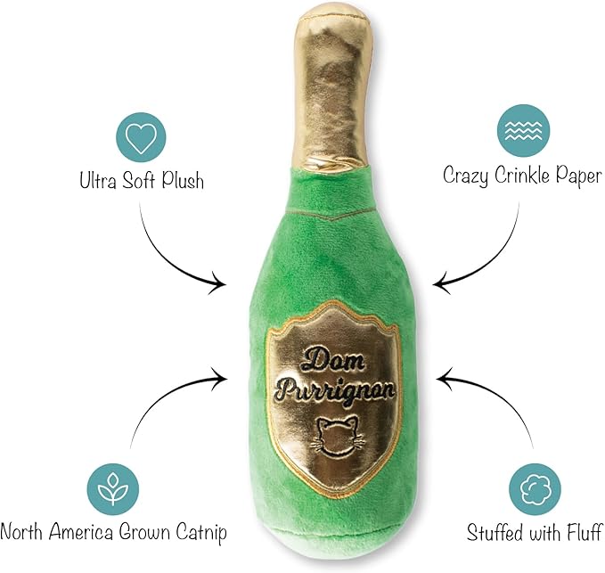 Fringe Studio Plush Cat Toy, Dom Purrignon Kicker, Pet Shop Collection (693008)