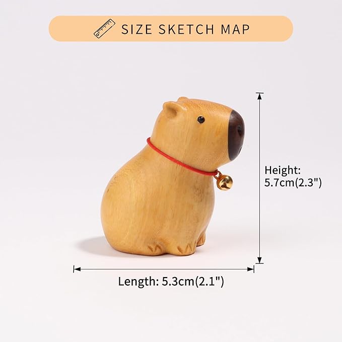 Capybara Wooden Figurine, Handmade Art Carved Water Hog Small Animal Garden Statue, Desk Decoration Lovely Gift Home Decor Table Living Room Bedroom Bookshelf Decoration