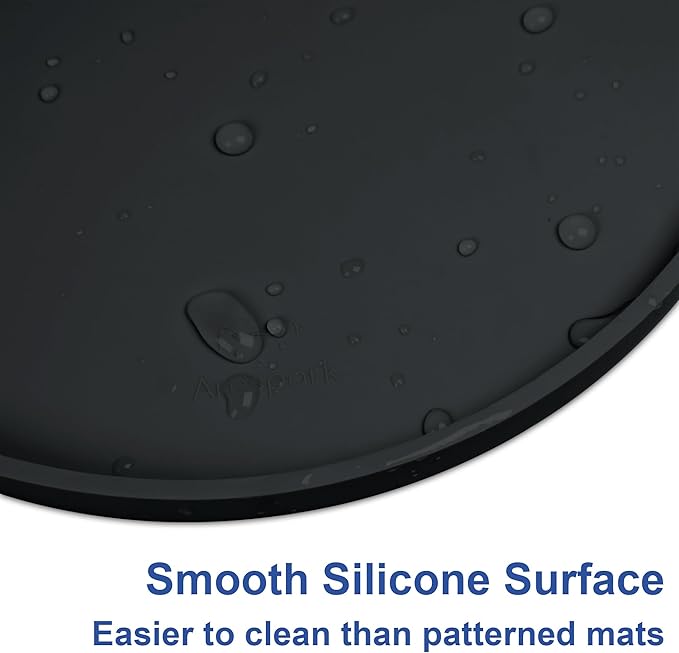 Arespark Pet Silicone Food Mat, Set of 4 Nonslip Waterproof Feeding Bowl Mat with Raised Edges for Food and Water Prevent Spills, Round Eating Tray for Dog Cat Puppy Kitten, 10'' x 10''