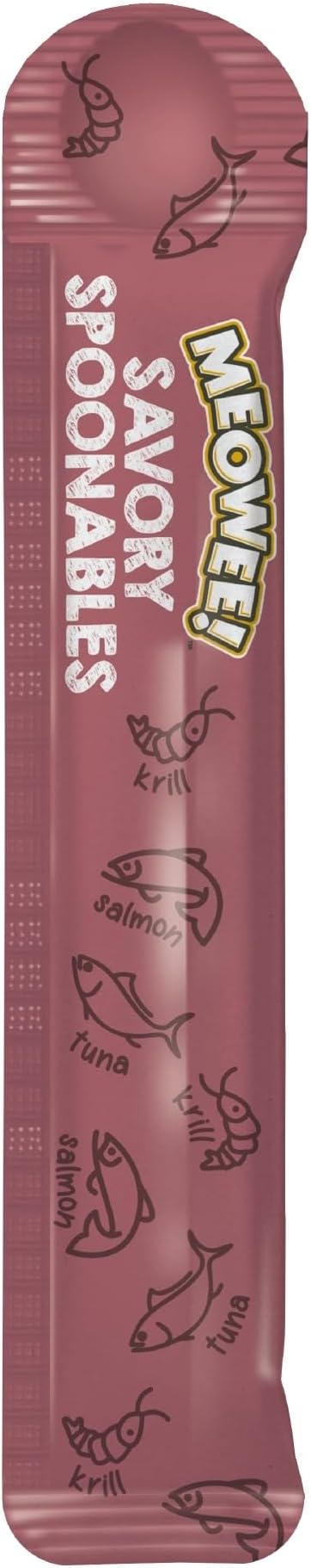 Savory Spoonables with Real Salmon, Tuna and Krill for Cats, 4 Count, Treat Your Cat to Triple Flavor Squeezable Lickable Wet Treats with Built-in Spoon for Less Mess