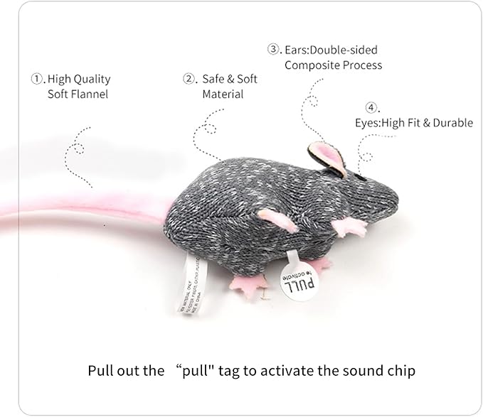 Cat Toy Set Catnip Toy Sets for Kittens, Fun & Engaging Play, Twice The Mice Kitten Toy, Interactive Cat Toy Catnip Toy Soft Plush Catnip Toys for Cats (Twice The Mice) Pack of 2 Toys