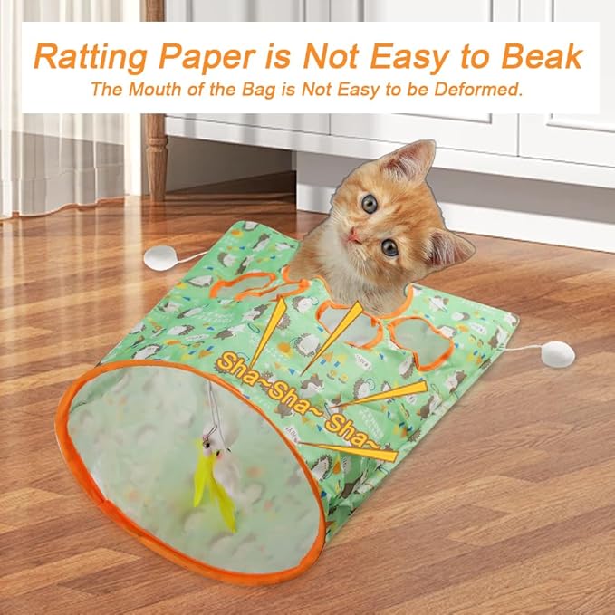 Aohcae Cat Tunnel Bags for Indoor Cats,Cat Play Tunnel Toy, Collapsible Interactive Cat Drill Bag Pet Toy with Plush Ball Cat Self Interactive Toys