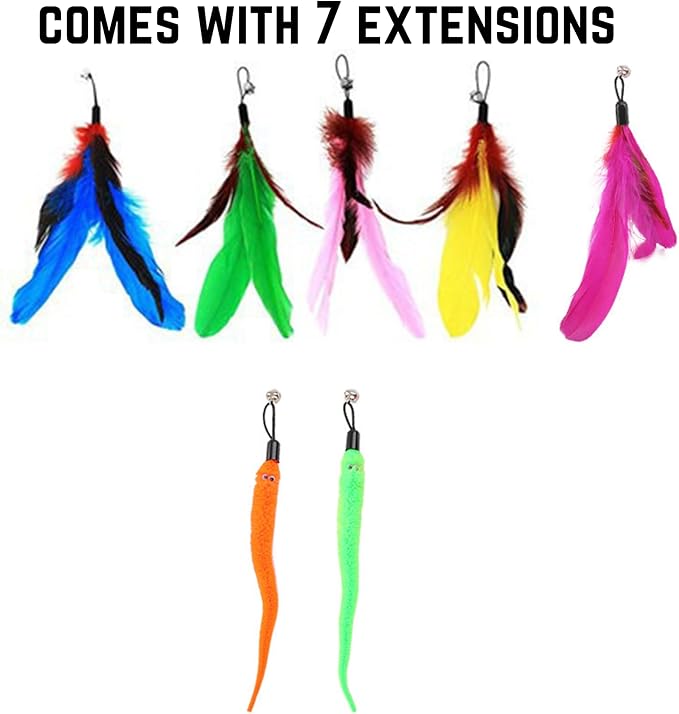 Smokey's Stash Interactive Cat Toy Wand 2pc Cat Fishing Pole Cat Toy for Indoor Cats with Feather and Funny Toy Refills to Drive Kittens Crazy