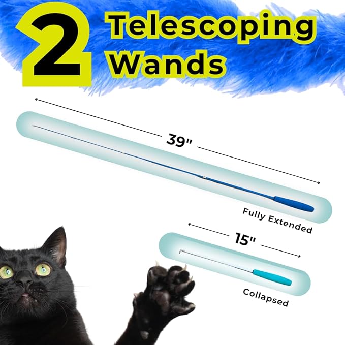 Interactive Cat Toy Teaser Wand - 7 Pack