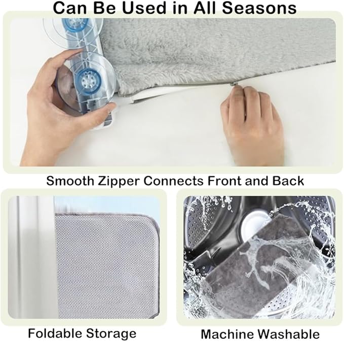 Marchul Cat Window Perch with Feather Bell Cat Wand, Foldable Cat Window Hammock, Cat Bed Window with 4 Strong Suction Cups, Sturdy Metal Frame and Soft Cover Available for All Seasons