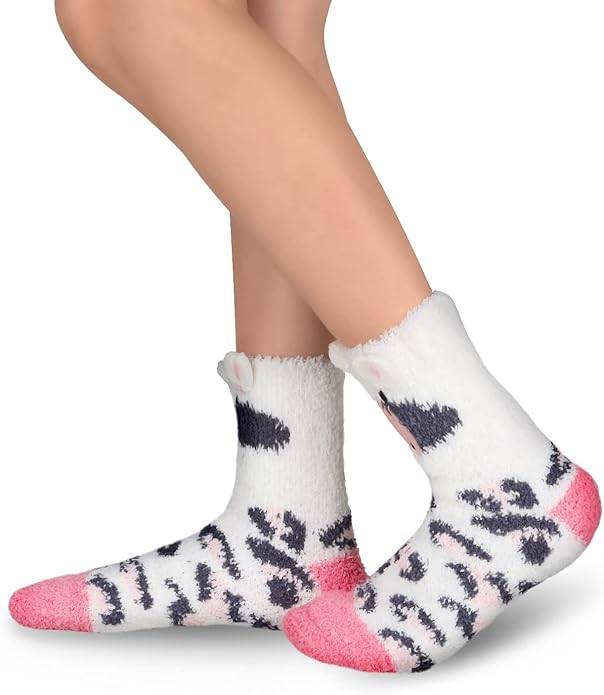 Benefeet Sox Cute Fuzzy Socks for Women Girls Fluffy Warm Cozy Novelty Slipper Socks Funny Animal Plush Sleeping Socks