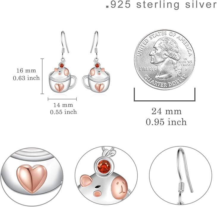 Black Cat Earrings 925 Sterling Silver Mushroom Cat/Black Cat/Panda/Sloth/Capybara/Boston Terrier/Shih Tzu Dangle Earrings Cute Animal Drop Earrings Jewelry Gifts for Women