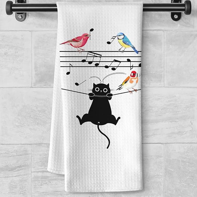 Cat Dish Towels,Cat Kitchen Towels,Cat Towels,Fun Kitchen Towels,Cat Hand Towel,Dish Towels for Kitchen Decorative,Black Cat Gifts,Cat Kitchen Accessories,Cat Lady Gifts,Gifts for Cat Lovers for Women