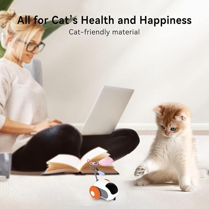 Interactive Cat Toys for Indoor Cats, Turbo Tail 2.0 Cat Toy, Automatic Kitten Toys with Two-Speed Adjustment, Remote Control & Rechargeable Exercise Cat Toys for Bored Indoor Adult Cats