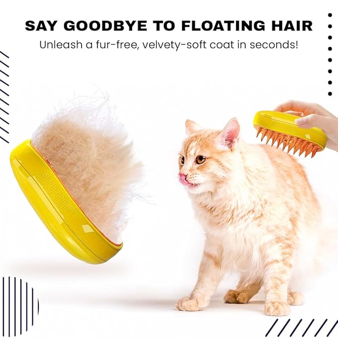 3 in 1 Silicone Steamy Cat Brush - Ideal for Pets Hair Removal - Massager Tool for Shedding and Grooming - Easy and Efficient Steam - Infused Cat Grooming Comb