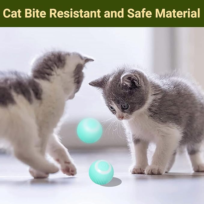 Interactive Smart Cat Ball,Quiet Cat Toys for Indoor Cats Adult Automatic 360° Rotating Kitten Toys,Intelligent Automatic Mobile Ball USB Charging Pet Toy,Fun Gift for Kitten. (Blue)