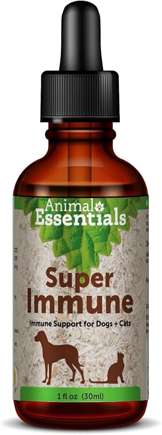 Animal Essentials Super Immune for Dogs & Cats - Immune System Support Supplement, Echinacea, Eleuthero, Olive Leaf Extract, Liquid Drops - 1 Fl Oz