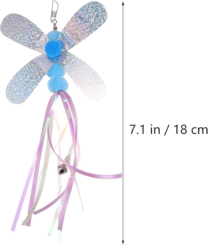 balacoo 4 Pcs Cat Teaser Wand Refill Kit, Butterfly Dragonflies Bee Teaser Toys Replacement for Cat Teaser Wand, Kitten Exercise Toys for Cat Dog Puppy