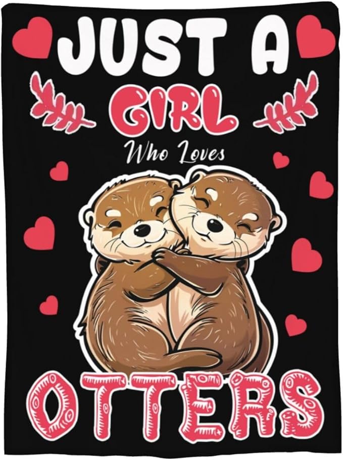 Otters Blanket Cute Otters Throw Blanket Just A Girls Who Loves Otters Decor Stuff Merch Cozy Print Flannel Fleece Soft Plush Fuzzy Warm Lightweight Bedding Otters Gifts for Women Teenager 50"X40"