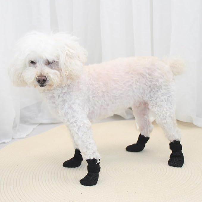 HDKUW Cat Anti-Scratch Shoes, Pet Scratch Deterrent Boots for Cats Small Dogs, Grooming Cat Accessories Nail Gloves, Adjustable Cat Claw Cover for Bathing Shaving Treatment Checking Black L