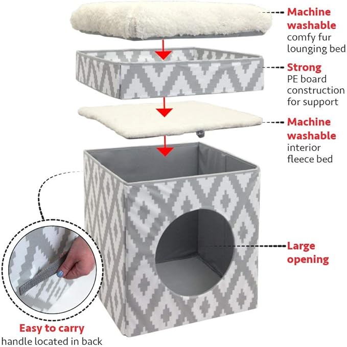 Kitty City Large Cat Bed, Stackable Cat Cube, Indoor Cat House/Cat Condo, Cat Scratcher