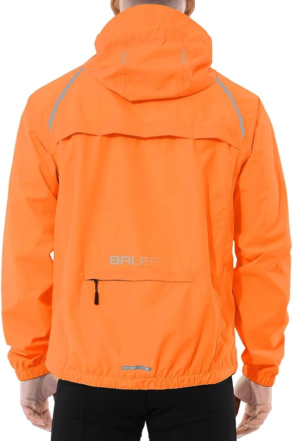 baleaf Men's Rain Jacket Waterproof Windbreaker Running Cycling Golf Hiking Gear Hood Lightweight Reflective Packable