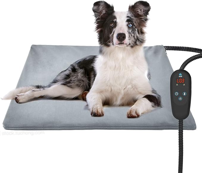 Pet Heating Pad Temperature Adjustment Dog Heating Pad Anti-bite Puppy Heating Pad with Timer Cat Heating Pad Indoor Waterproof Pet Warming Pad Electric Heated Bed Mat Dog