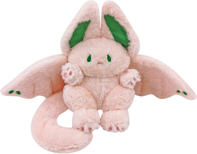 PEACH CAT Cute Pink Bat Bunny Plush Pillow Kawaii Bat Rabbit Stuffed Animal for Kids 16"