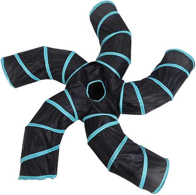 iHOO Cat Tunnels S-Way Crinkle Play Toys Collapsible Tube with Ball Maze Cat House Pet Interactive for Cat Puppy Kitten Rabbit 5-Way Tunnel