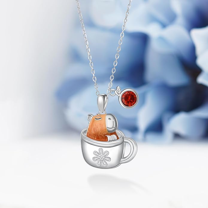 Black Cat/Pug/Boston Terrier/Capybara/Yorkie/Beagle/Maltese/Corgi Necklace 925 Sterling Silver Cute Animal Jewelry for Women