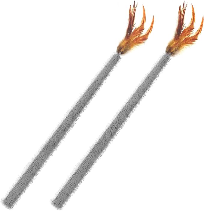 Cat Wand Toy Plush Tail 2 Pack-Grey