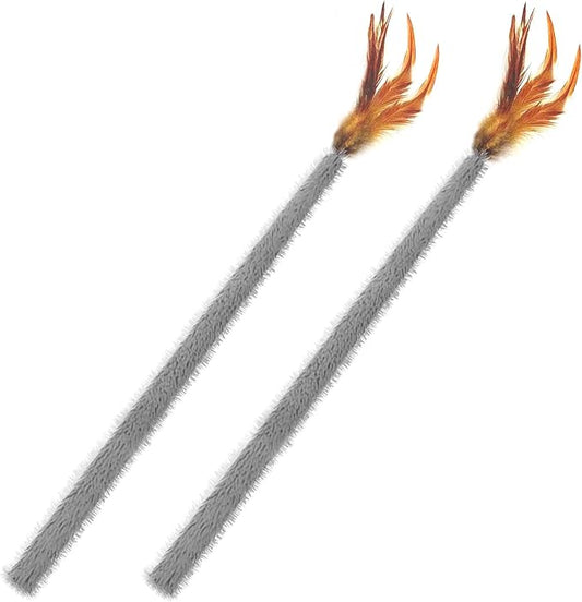 Cat Wand Toy Plush Tail 2 Pack-Grey