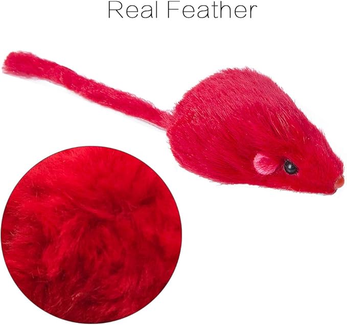 Yangbaga Mice Rattle 14 Pack, Cat Toys Rainbow Mice for Cats and Kittens (14 pcs Rainbow mices)