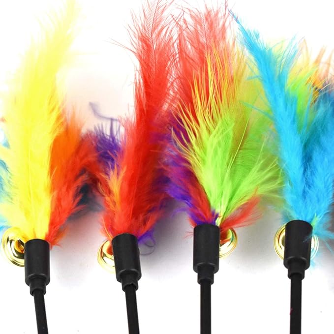 Tebatu Cat Stick Catcher, with Bell Colorful Wand Pet Interactive Toy Dimension: app.41cm/16.14in