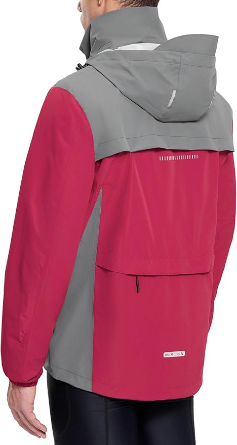 baleaf Men's Rain Jacket Waterproof Windbreaker Running Cycling Golf Hiking Gear Hood Lightweight Reflective Packable