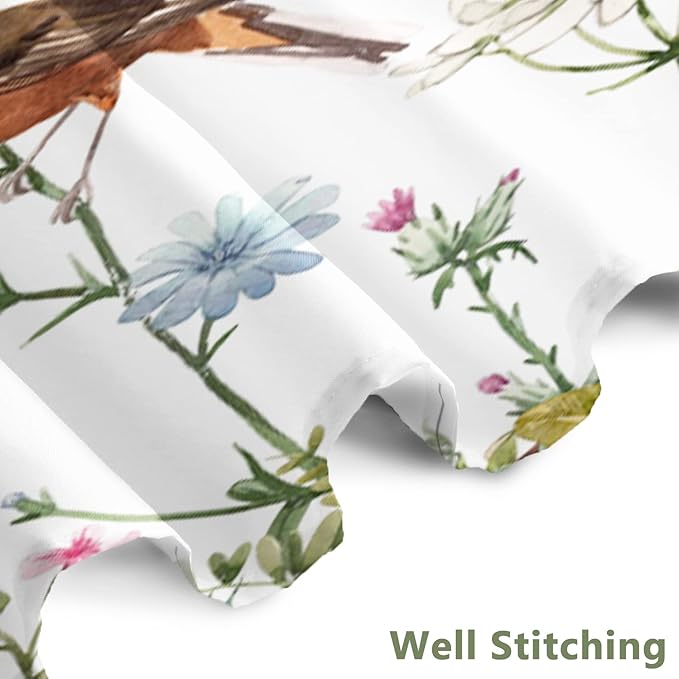 AWERT Small Half Size Stall Shower Curtain with 6 Hooks Funny Bird Shower Stall Curtain for Bathroom/RV and Camper (Bird) 36x72 inch