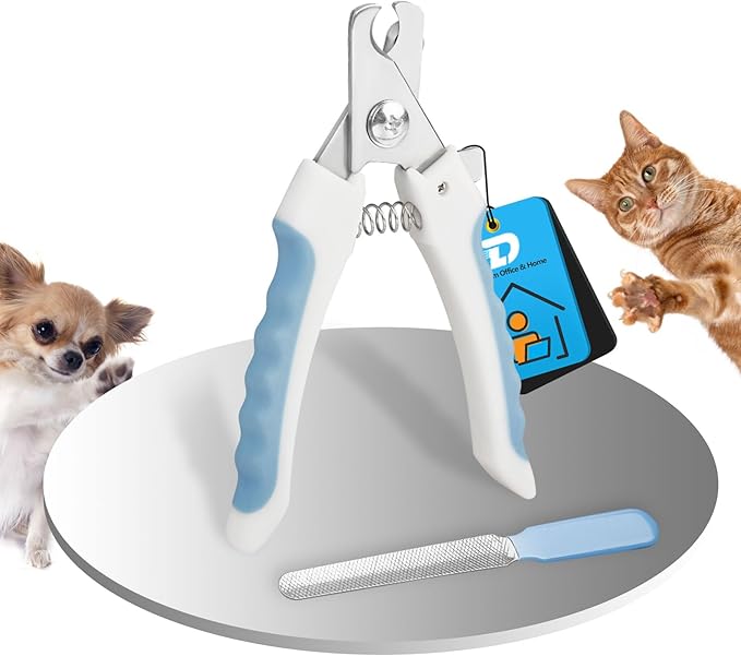 Cat & Dog Nail Clippers with Safety Guard 2Pcs, Professional Pet Nail Clippers for Cats, Kitten Nail Clipper, Cat Claw Clippers,Sharp and Safe,Cat Claw Trimmer Includes Nail File Blue