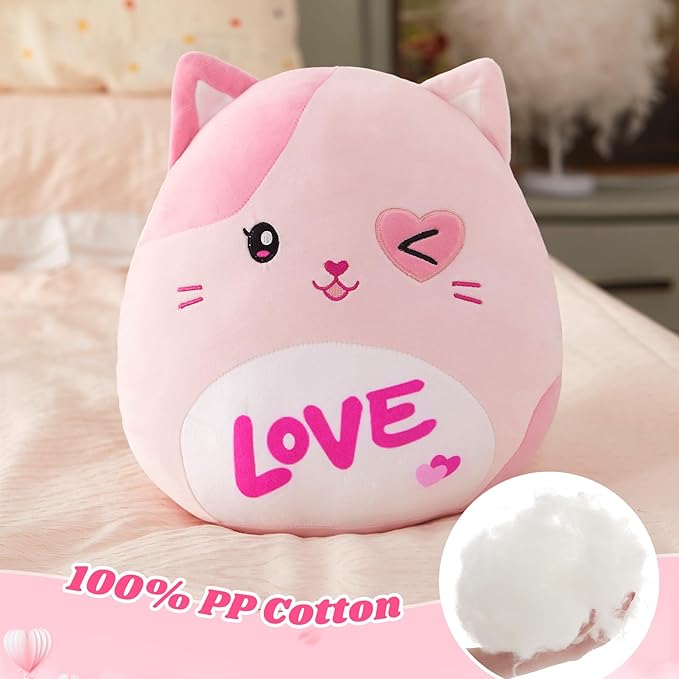 Athoinsu Cat Plush Pillow Soft Squishy Kitty Stuffed Animal Kawaii Toy Gifts for Kids Girls & Boys 13 Inch
