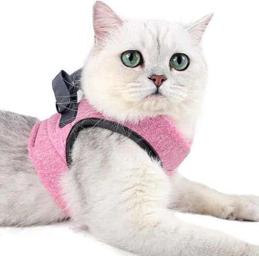 Heywean Cat Harness and Leash - Ultra Light Escape Proof Kitten Collar Cat Walking Jacket with Running Cushioning Soft and Comfortable Suitable for Puppies Rabbits (S, Pink)
