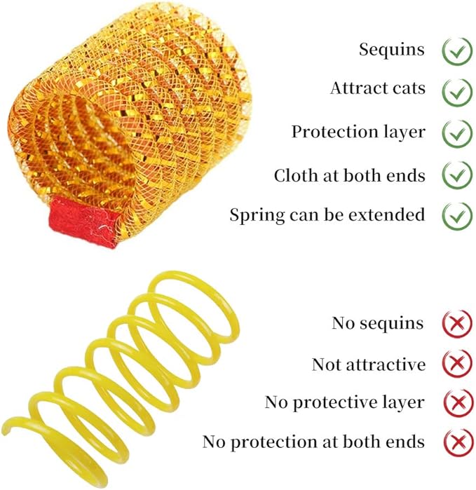 WishLotus Cat Spring Toys, 5pcs Cat Toys for Indoor Cats Colorful and Interactive Telescopic Funny Cat Jumping Toy Flexible & Coil Spiral Springs Kitten Chew Toys