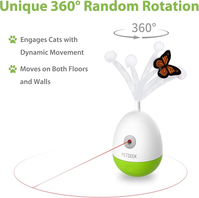 PETGEEK Laser Pointer Cat Toy Interactive Cat Toy for Indoor Cat Toys, Cat Laser Toy with Bird Squeaky, Cat Toy with Cat Wand Replacement, Best Gift for Birthday, Thanksgiving, Christmas, New Year