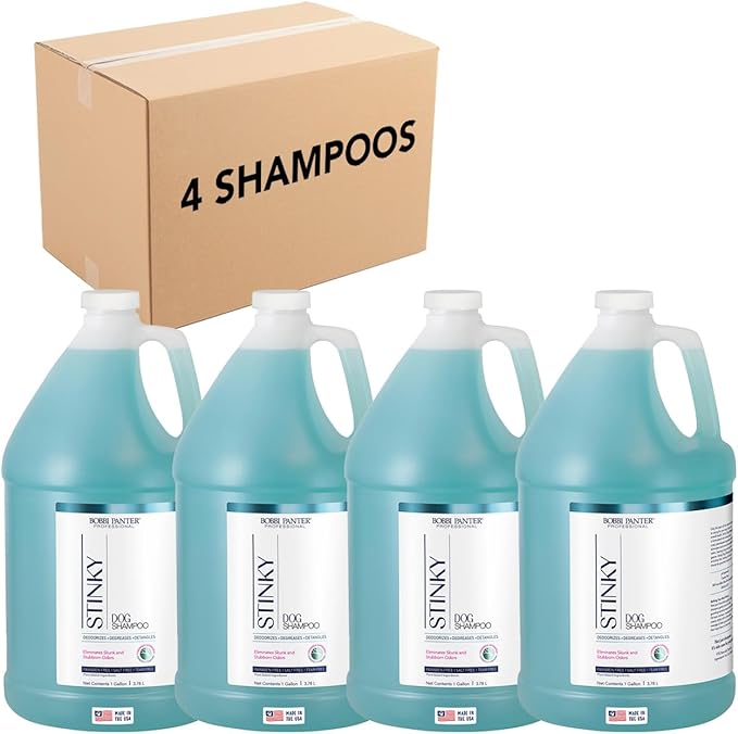 Bobbi Panter Heavy Duty Deodorizing Dog Shampoo for Degreasing & Moisturizing - Natural Ingredients, Tear-Free, pH-Balanced, 20:1 Concentrated Formula, Fresh & Clean Scent, 1 Gal. (Case of 4)
