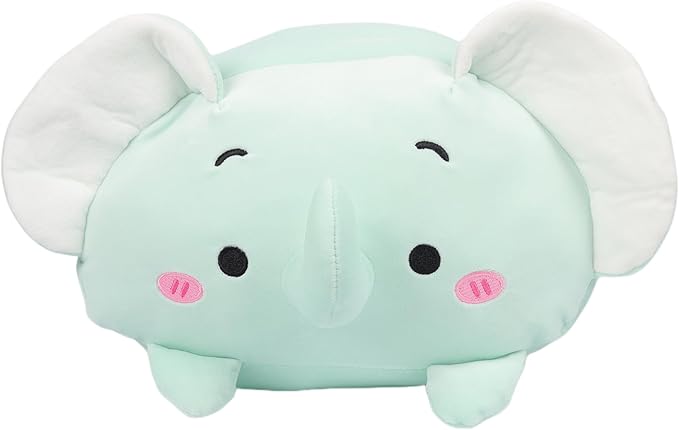 TemBe 23.6 inch Cute Large Elephant Plush Stuffed Animal Pillow, Very Soft Squish Mellow Hugging Toy Gifts for Bedding, Kids Sleeping Cute Pillow (Green Elephant)