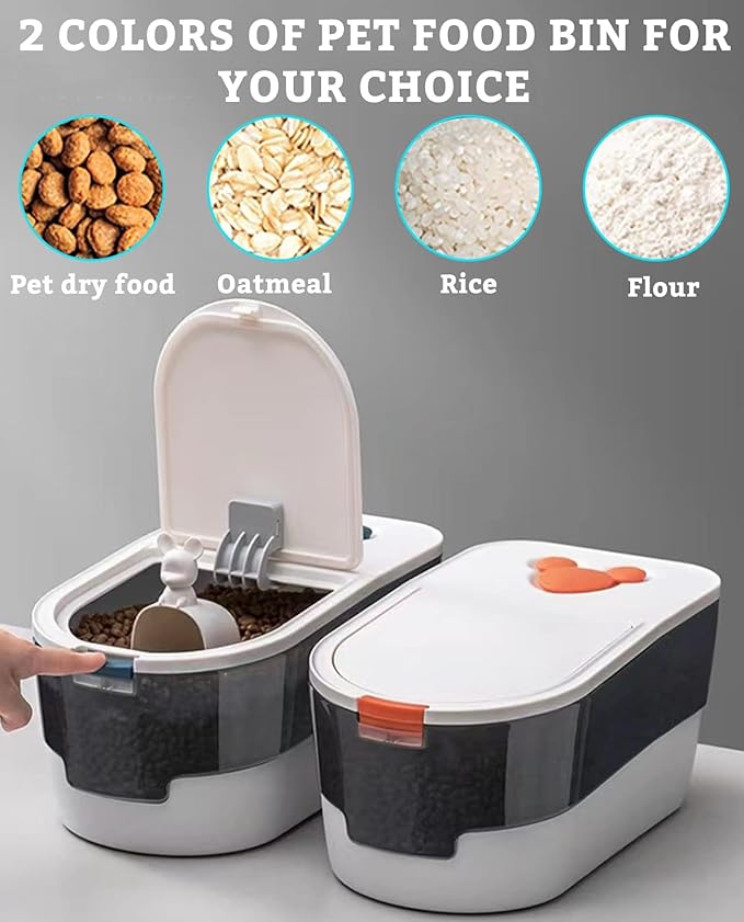 BNOSDM Airtight Cat Food Storage Container for Pet Dog Foods Storage Bins with Scooper Translucent Plastic Pets Dogs Cats Birds Dry Feed Dispenser, Kitchen Rice Cereal Flour 8 lb