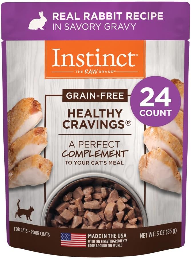 Instinct Healthy Cravings Grain Free Real Rabbit Recipe Natural Wet Cat Food Topper, 3 Ounce (Pack of 24)