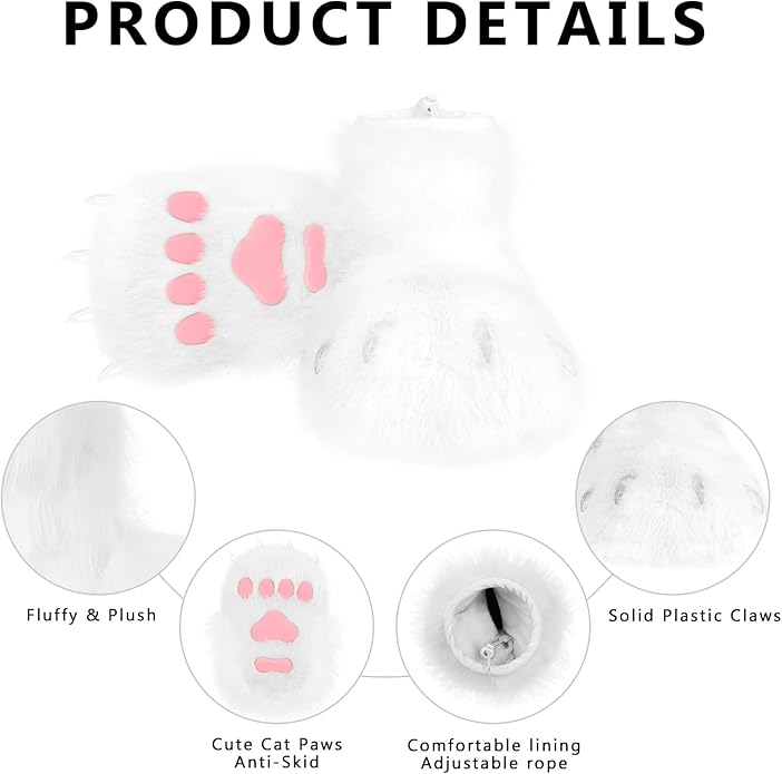 Animal Fuzzy Slippers Bear Cat Wolf Dog Fox Fursuit Feet Paw Claw Shoes Furry Boots Costume Accessories for Adult Kids